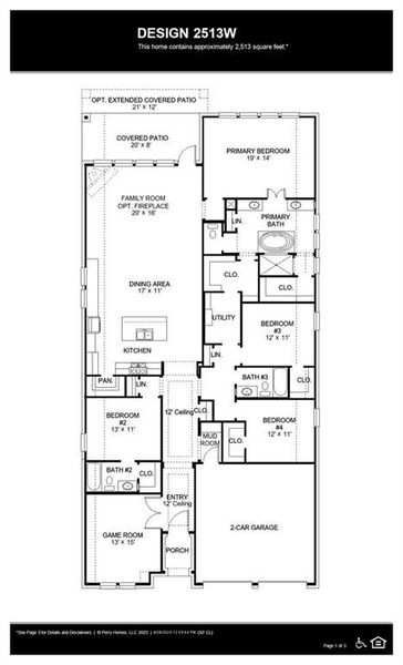 2D floor plan layout of this home in M3 Ranch, Mansfield, TX (Image 2).