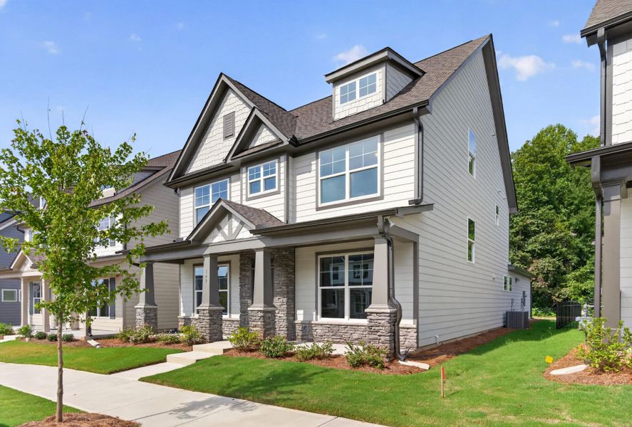 Front exterior of a new home in Marble Tree, Ball Ground, GA, highlighting curb appeal (Image 2). Front exterior of a new home in Marble Tree, Ball Ground, GA, highlighting curb appeal (Image 2).
