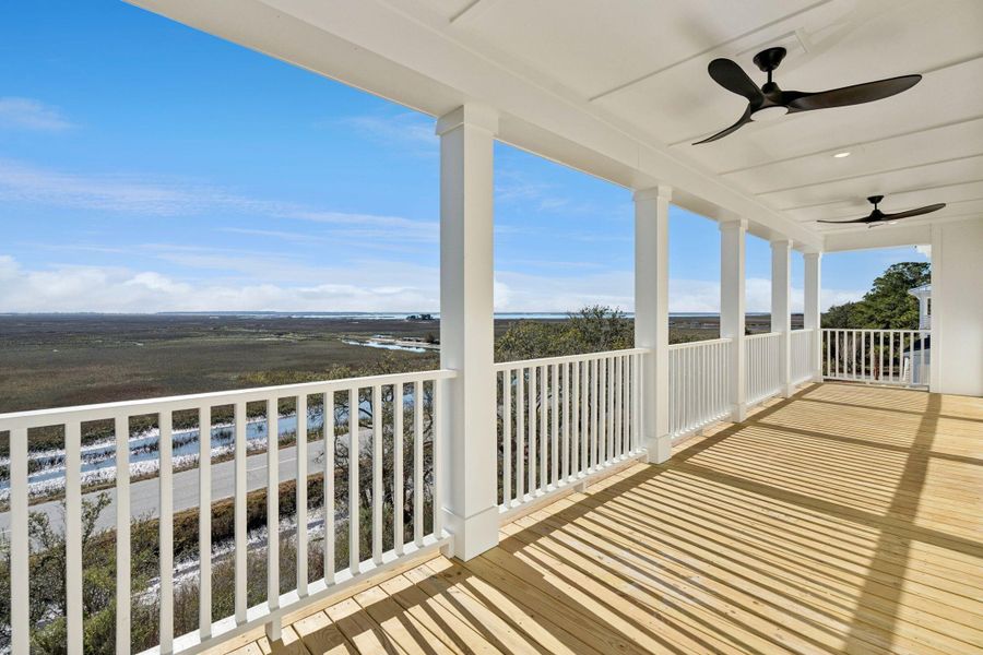 Exterior details and patio area of a home in Overlook at Copahee Sound, Awendaw (Image 36).