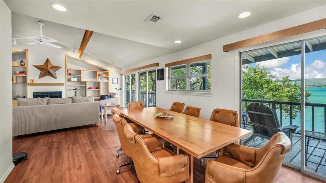 Open floorplan with views of the lake