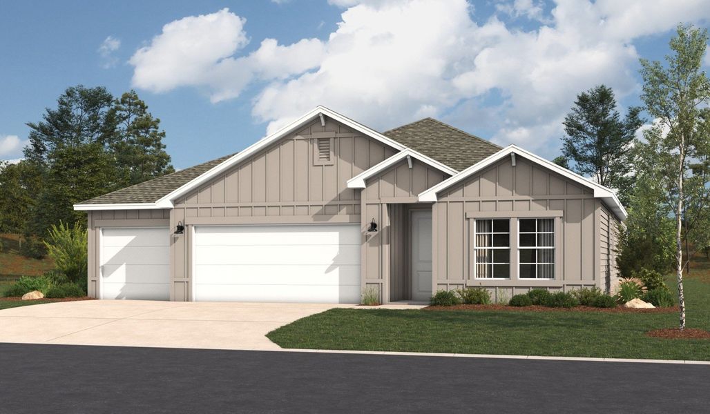 Representative exterior photo of a completed home built from the Tularosa by Hakes Brothers in Hickory Ridge Estates, Elmendorf, TX (Image 2). Representative exterior photo of a completed home built from the Tularosa by Hakes Brothers in Hickory Ridge Estates, Elmendorf, TX (Image 2).