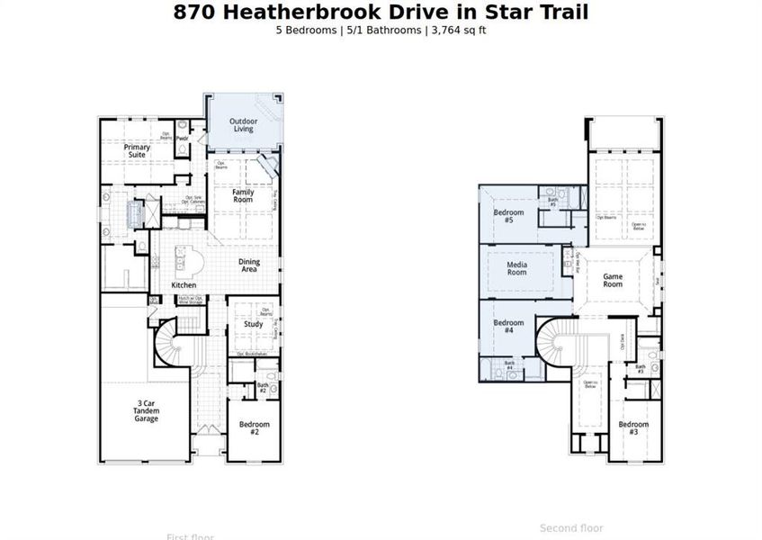 2D floor plan layout of this home in Star Trail: 55ft. lots, Prosper, TX (Image 4). 2D floor plan layout of this home in Star Trail: 55ft. lots, Prosper, TX (Image 4).