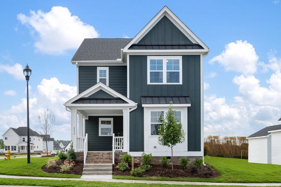 Representative exterior photo of a completed home built from the Castle by Garman Homes in Wendell Falls, Wendell, NC (Image 10). Representative exterior photo of a completed home built from the Castle by Garman Homes in Wendell Falls, Wendell, NC (Image 10).