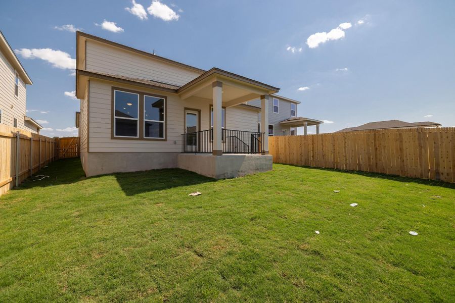 Exterior details and patio area of a home in Sonterra - Cool Water, Jarrell (Image 22).