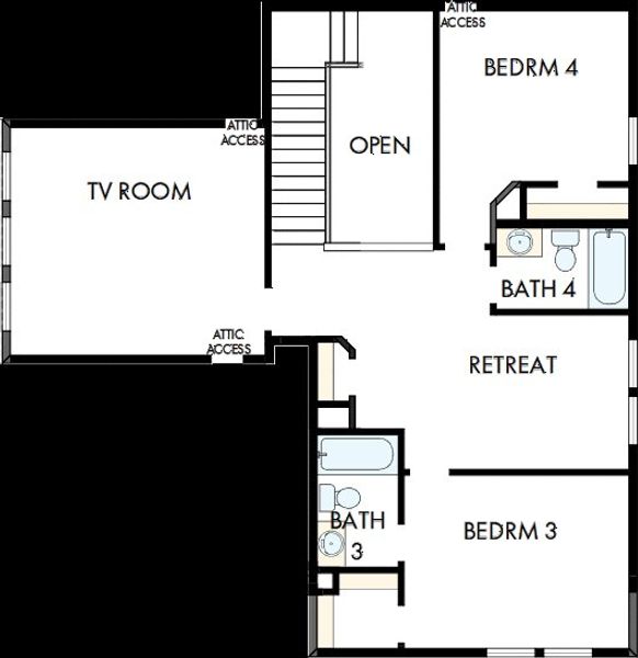 2D floor plan layout of this home in Meyer Ranch – Select Reserve Series, New Braunfels, TX (Image 3).