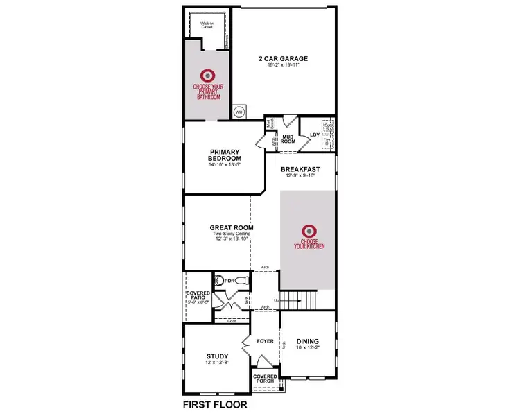 2D floor plan layout for the Marathon by Beazer Homes in Waterbend, Euless, TX (Image 3).