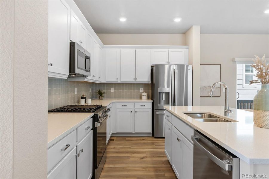Furnished interior view inside a new home in Woodrose at Painted Prairie, Aurora (Image 5). Furnished interior view inside a new home in Woodrose at Painted Prairie, Aurora (Image 5).
