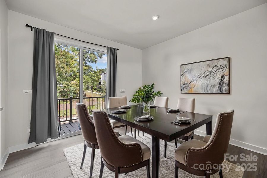 Virtually staged dining area