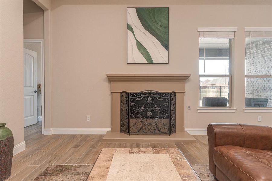 Beautiful Fireplace with custom painted surround mantel