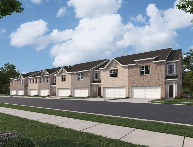 Front exterior of a new home in Kendall Grove, McDonough, GA, highlighting curb appeal (Image 1).