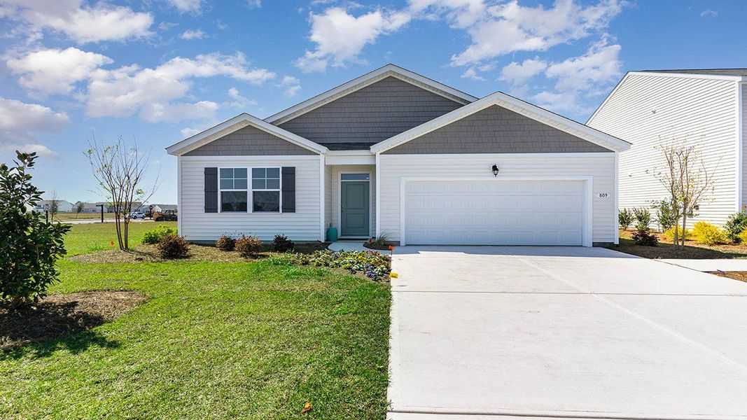 Representative exterior photo of a completed home built from the Cali by D.R. Horton in Sandpiper Place, Myrtle Beach, SC (Image 15). Representative exterior photo of a completed home built from the Cali by D.R. Horton in Sandpiper Place, Myrtle Beach, SC (Image 15).