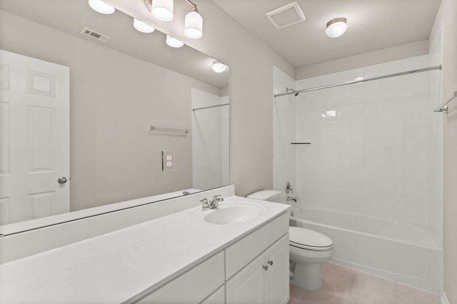 Secondary bath. Note: Sample product photo - actual exterior and interior selections may vary by homesite