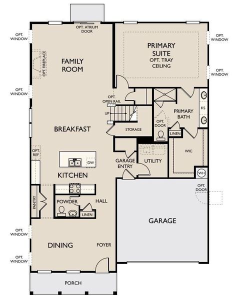 2D floor plan layout of this home in Tea Farm: Presidents Series, Ravenel, SC (Image 2).