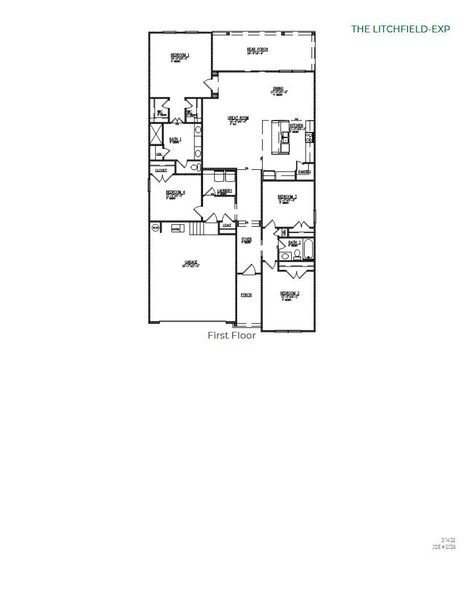 2D floor plan layout for the Litchfield-Exp by D.R. Horton in Sheep Island, Summerville, SC (Image 3).