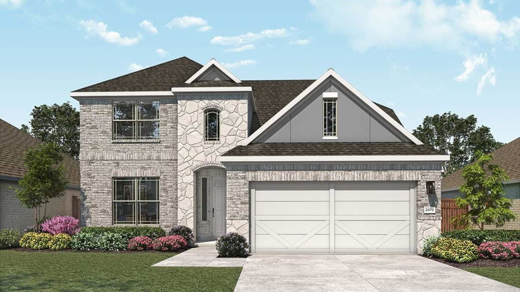 Representative exterior photo of a completed home built from the Hickory by DRB Homes in Sunfield, Buda, TX (Image 2).