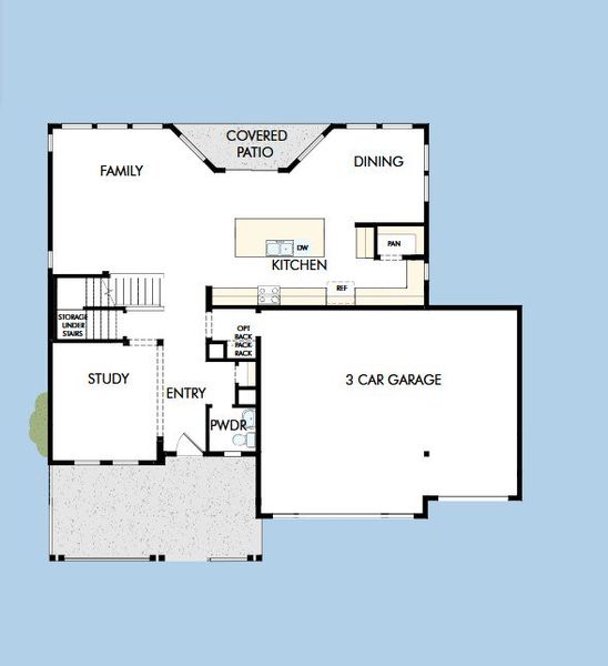 2D floor plan layout for the The Marlberry by David Weekley Homes in Painted Prairie Heritage Collection, Aurora, CO (Image 3).