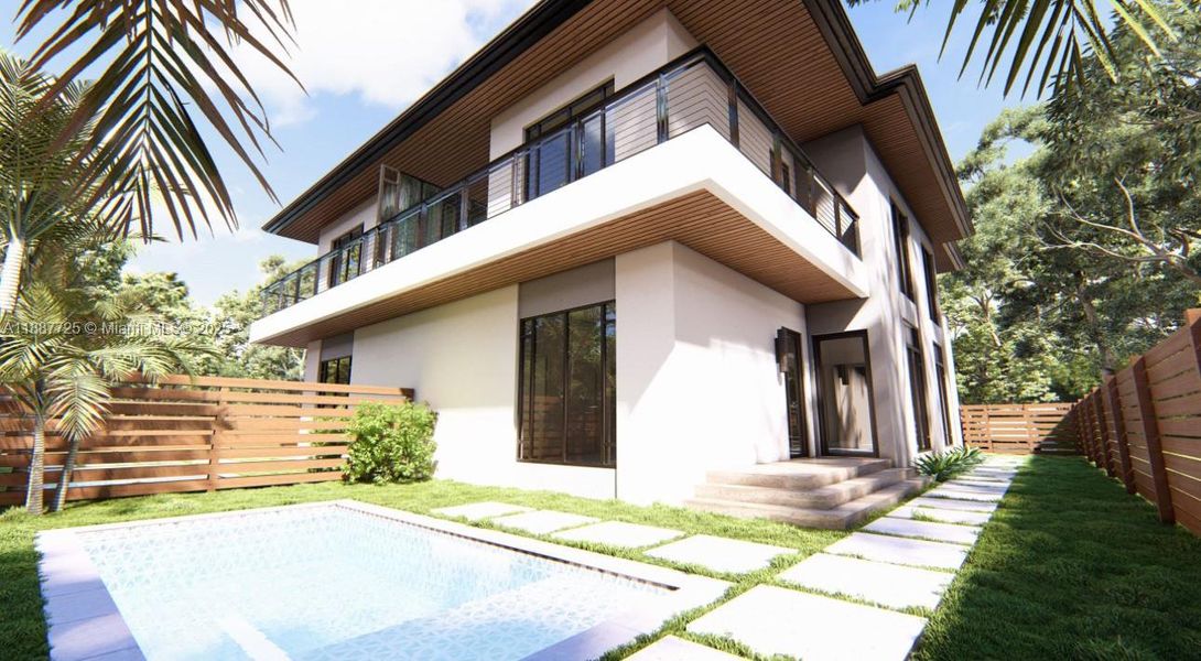 Exterior details and patio area of a home in , Miami (Image 8). Exterior details and patio area of a home in , Miami (Image 8).