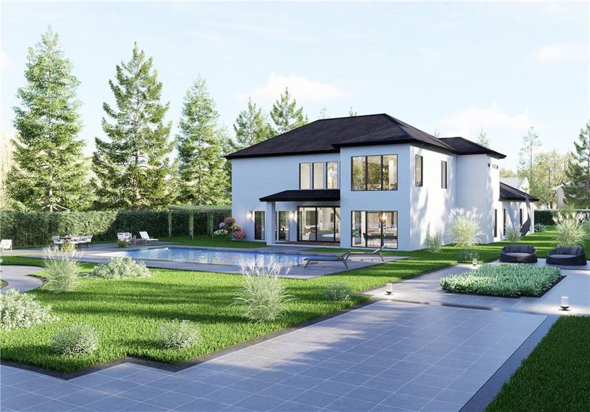 Front exterior of a new home in , Conyers, GA, highlighting curb appeal (Image 1). Front exterior of a new home in , Conyers, GA, highlighting curb appeal (Image 1).