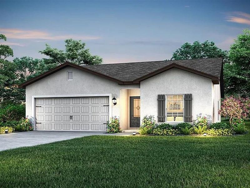 Front exterior of a new home in Citrus Place, Babson Park, FL, highlighting curb appeal (Image 1). Front exterior of a new home in Citrus Place, Babson Park, FL, highlighting curb appeal (Image 1).