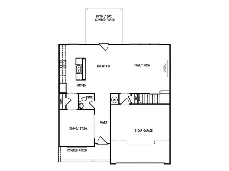 2D floor plan layout for the The Windhurst by My Home Communities in Red Bird Manor, Jefferson, GA (Image 3).