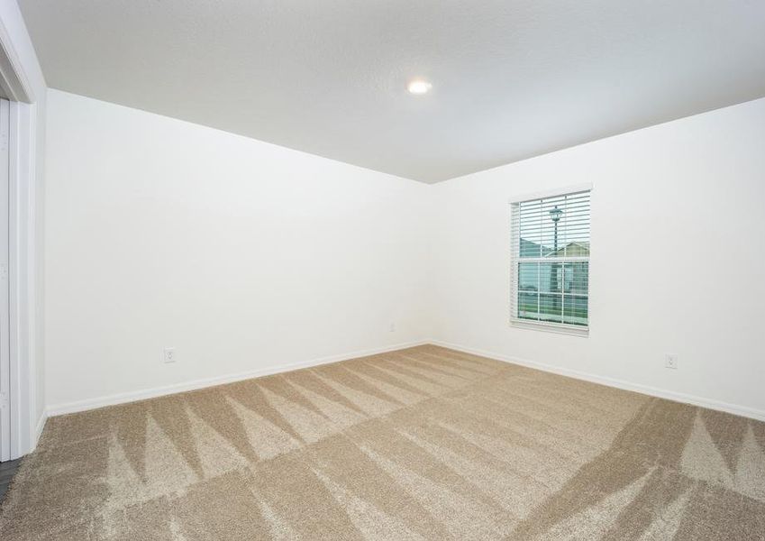 The master bedroom with lush carpet