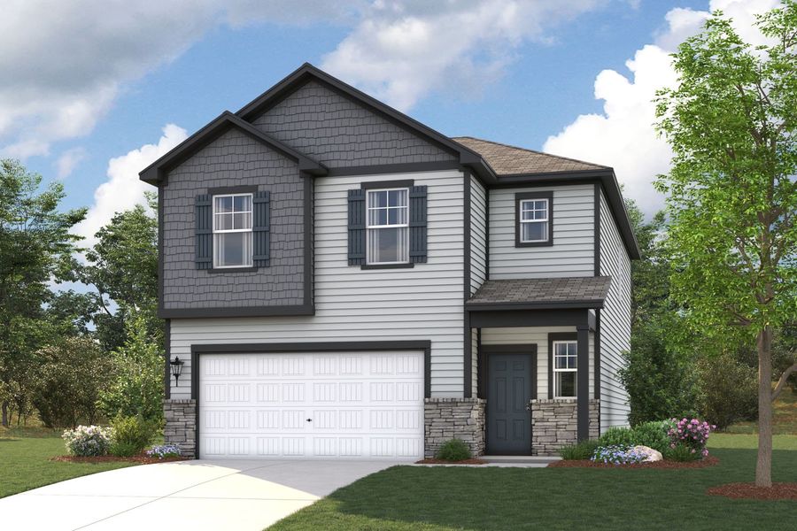 A house with a garage.