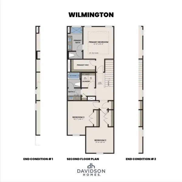 2D floor plan layout for the The Wilmington II A Interior by Davidson Homes LLC in Townes at North Main, Lillington, NC (Image 3).