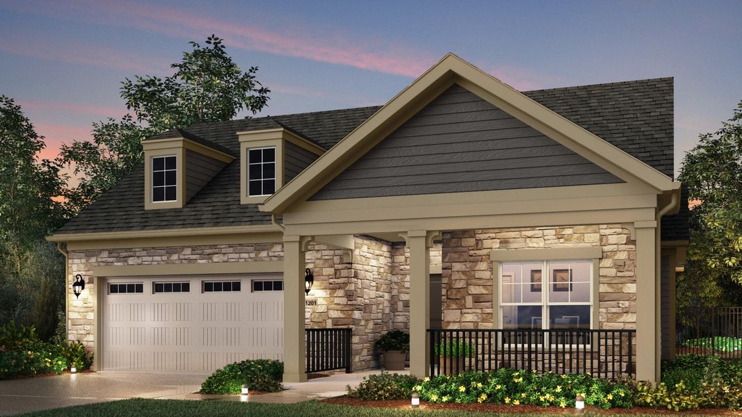 Representative exterior photo of a completed home built from the Portico by Epcon Communities in The Villas at Pinewood, Asheboro, NC (Image 22). Representative exterior photo of a completed home built from the Portico by Epcon Communities in The Villas at Pinewood, Asheboro, NC (Image 22).