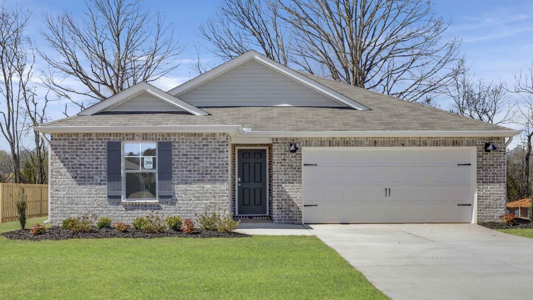 Front exterior of a new home in Bailey Park, Fayetteville, TN, highlighting curb appeal (Image 1). Front exterior of a new home in Bailey Park, Fayetteville, TN, highlighting curb appeal (Image 1).