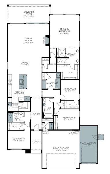2D floor plan layout of this home in Horizon at The Dells, Prescott, AZ (Image 4). 2D floor plan layout of this home in Horizon at The Dells, Prescott, AZ (Image 4).