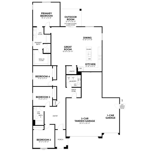 2D floor plan layout for the Ironwood by Brookfield Residential in Mariposa at Blossom Rock, Apache Junction, AZ (Image 3). 2D floor plan layout for the Ironwood by Brookfield Residential in Mariposa at Blossom Rock, Apache Junction, AZ (Image 3).