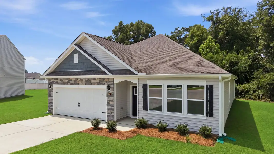 Front exterior of a new home in Villa Grande, Winterville, NC, highlighting curb appeal (Image 17).