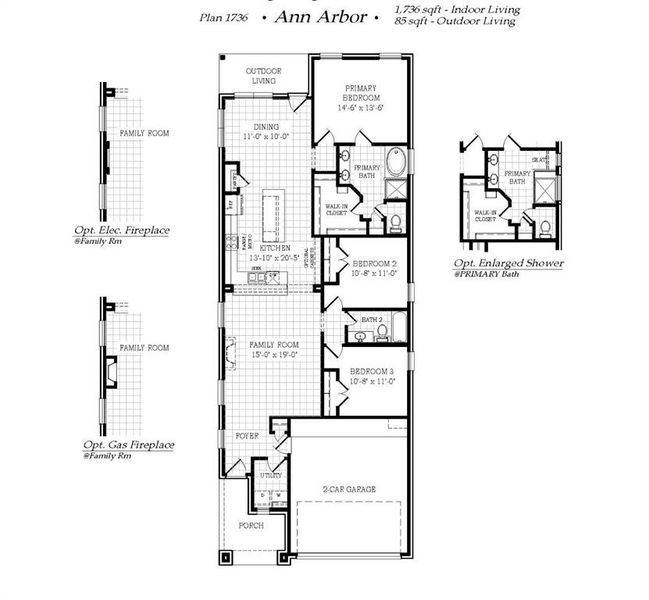 2D floor plan layout of this home in Solterra Texas, Mesquite, TX (Image 3).