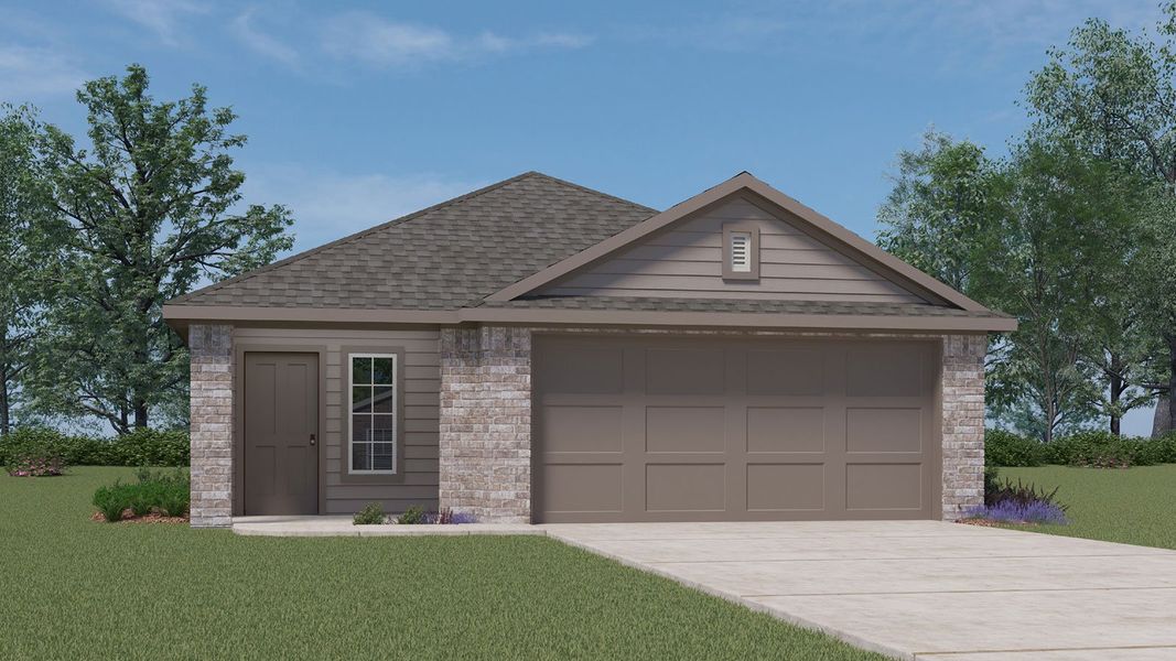 Representative exterior photo of a completed home built from the Caroline by D.R. Horton in Emberly, Beasley, TX (Image 1).