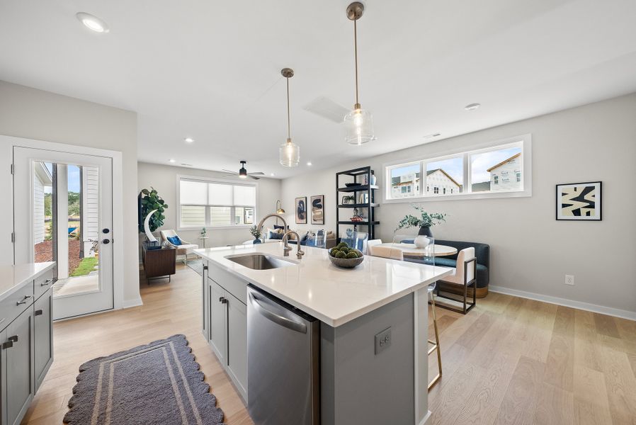 Representative furnished interior of a home built from the Ember C by Homes by Dickerson in Chatham Park, Pittsboro (Image 12).
