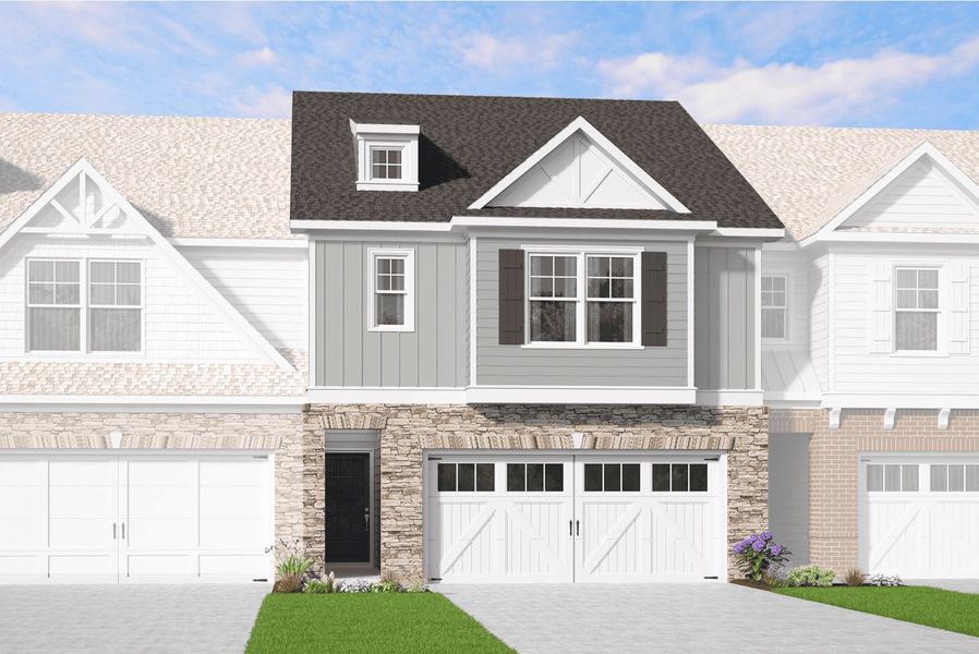 Front exterior of a new home in Porter Reserve, Decatur, GA, highlighting curb appeal (Image 1). Front exterior of a new home in Porter Reserve, Decatur, GA, highlighting curb appeal (Image 1).