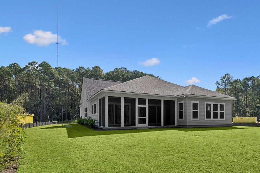 Exterior details and patio area of a home in Point Hope - Village Collection, Charleston (Image 18).
