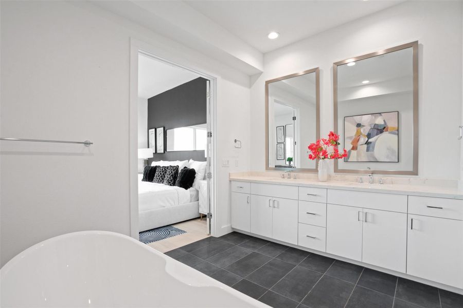 Plenty of space in this luxurious bathroom.