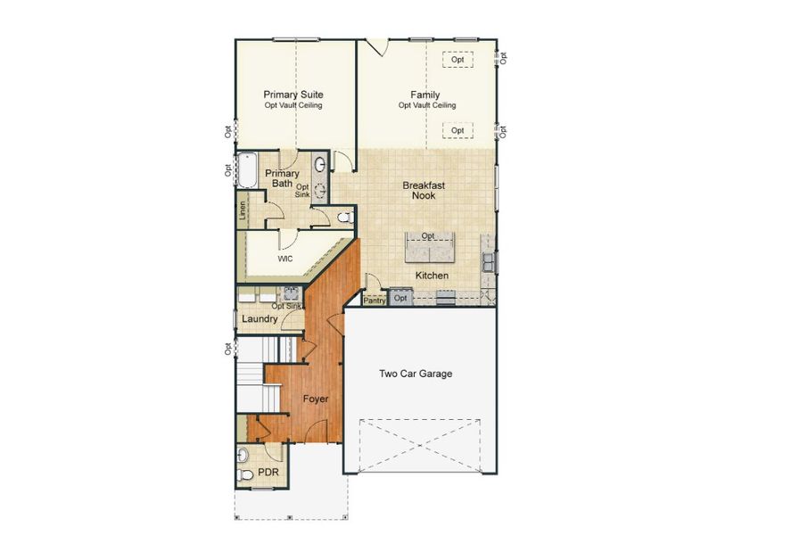 2D floor plan layout for the Asheville by Keystone Homes NC in Sullivans Reserve, Walkertown, NC (Image 3).