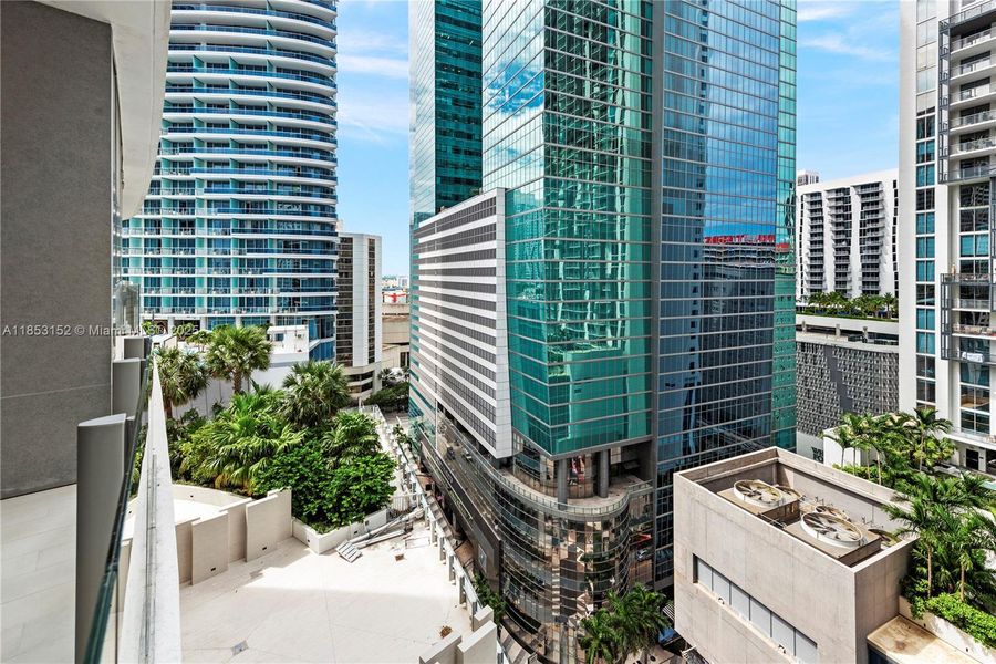 Exterior details and patio area of a home in Aston Martin Residences, Miami (Image 17).