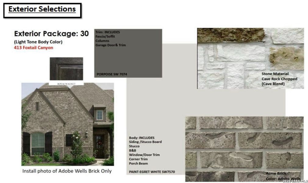 Sample of building materials used in homes in Foxbrook, Cibolo (Image 3).