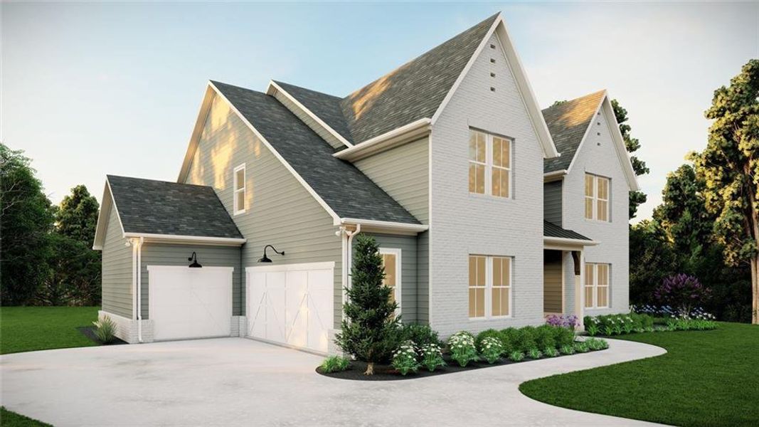 Front exterior of a new home in , Cumming, GA, highlighting curb appeal (Image 1). Front exterior of a new home in , Cumming, GA, highlighting curb appeal (Image 1).