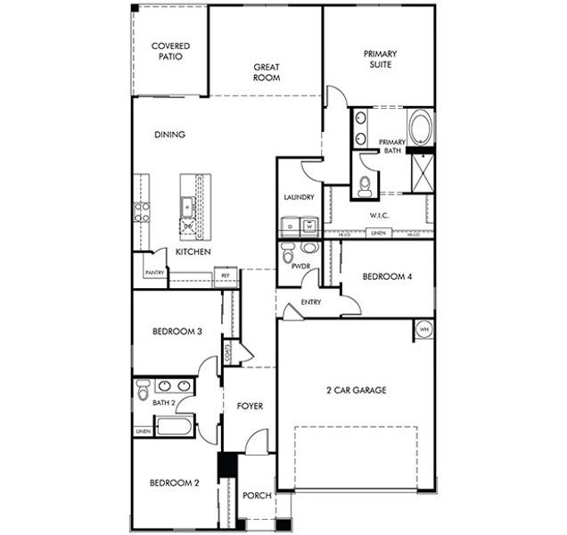 2D floor plan layout for the Arlo by Meritage Homes in Mountain View Estates Signature Series, Buckeye, AZ (Image 3). 2D floor plan layout for the Arlo by Meritage Homes in Mountain View Estates Signature Series, Buckeye, AZ (Image 3).