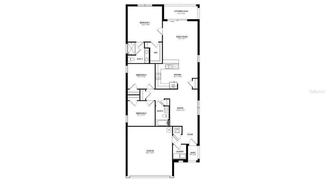 2D floor plan layout of this home in Twisted Oaks, Wildwood, FL (Image 3).