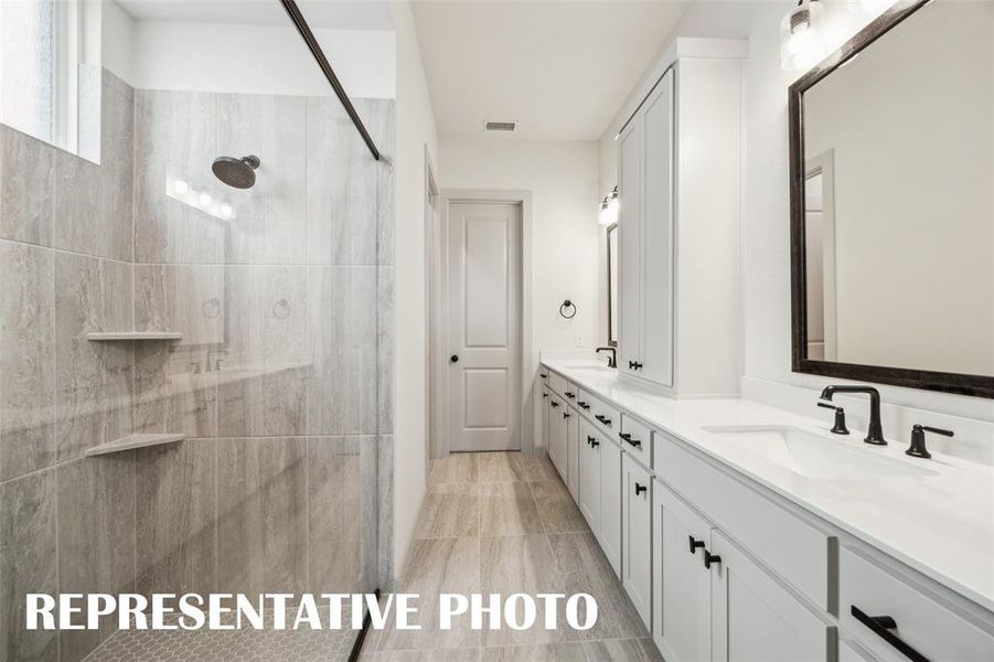You will never want to leave this spacious walk in shower in your new owner's bath!  REPRESENTATIVE PHOTO