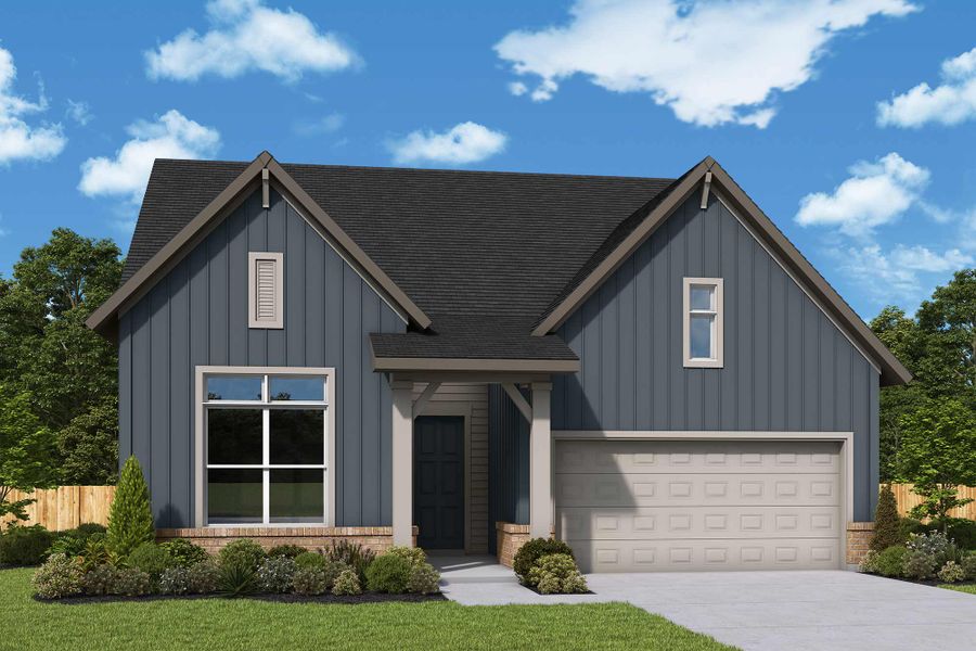 Representative exterior photo of a completed home built from the The Tulip by David Weekley Homes in Emerald Heights at Bridgeland Central – 50’ Front, Cypress, TX (Image 2).