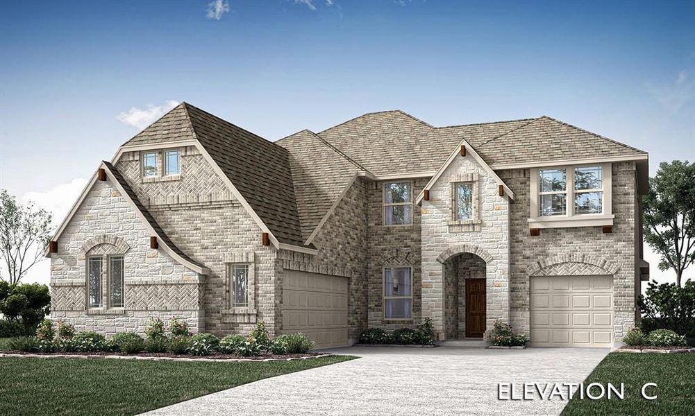 Front exterior of a new home in Hayes Crossing, Midlothian, TX, highlighting curb appeal (Image 1).
