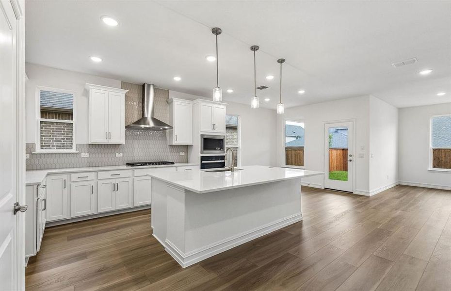 Kitchen with beautiful pendent lighting Kitchen with beautiful pendent lighting