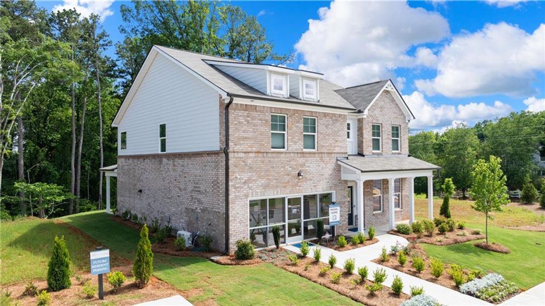 Front exterior of a new home in Alcovy Village, Lawrenceville, GA, highlighting curb appeal (Image 31).
