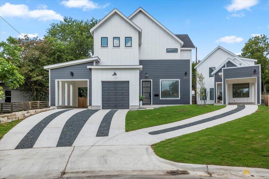 Front exterior of a new home in , Austin, TX, highlighting curb appeal (Image 1). Front exterior of a new home in , Austin, TX, highlighting curb appeal (Image 1).